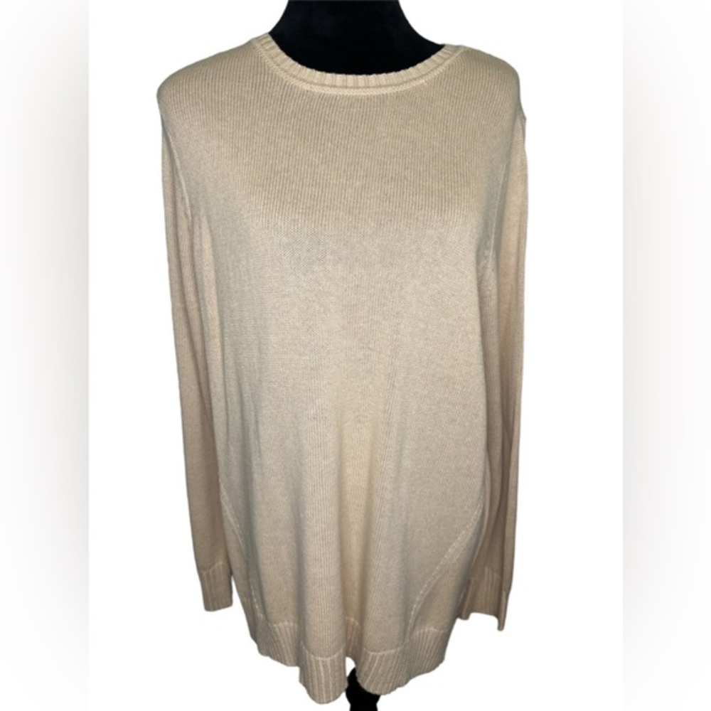 Isaac Mizrahi Live! Sweater w/‎ Forward Seam Detail Size Large Tan
